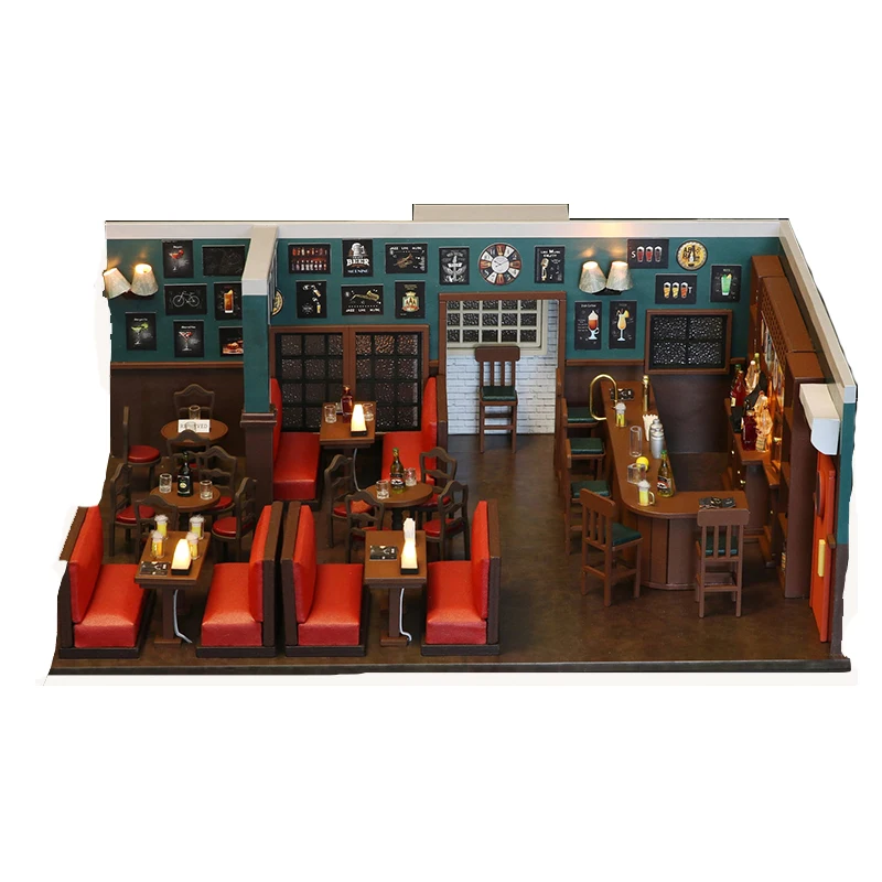 Набор деревянных миниатюрных моделей сделай сам дома для кукол в пабе Нью-Йорка 3D