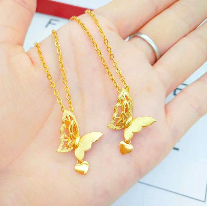 

ANGLANG Yellow Crystal Butterfly Shape Pendant Necklaces for Women Girl Gold Tone Choker Chain Jewelry Engagement Gifts