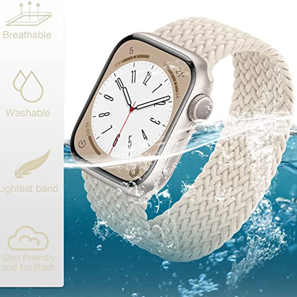 Nylon Strap for Apple Watch Band 44mm 40mm 45mm 49mm 41mm 42mm 38mm Braided Solo Loop Bracelet iWatch Series Ultra 7 SE 6 5 3 8