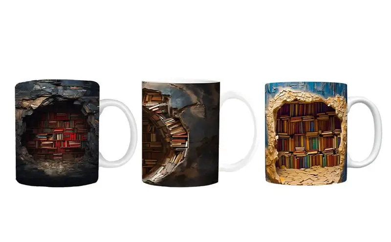 

Creative Vintage Style MugscHigh Quality Original Library Scene Mug Coffee Milk Water Printed Mug Best Kitchen Drinkware Decors