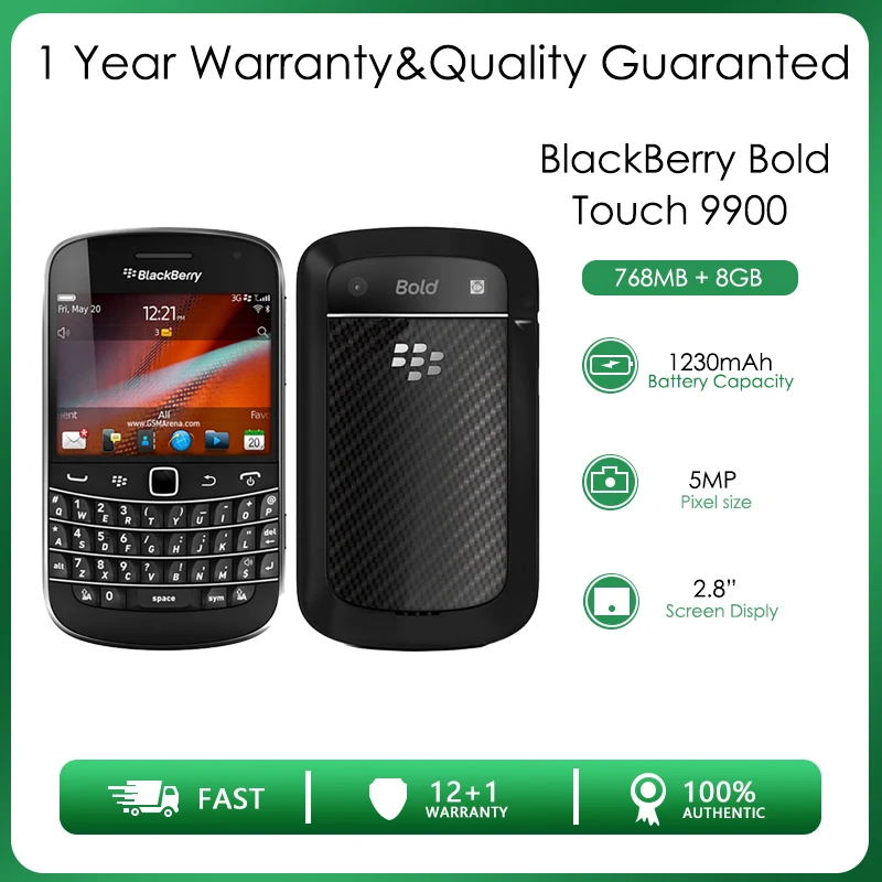 Оригинальный разблокированный Восстановленный телефон BlackBerry Bold Touch 9900 стандарта