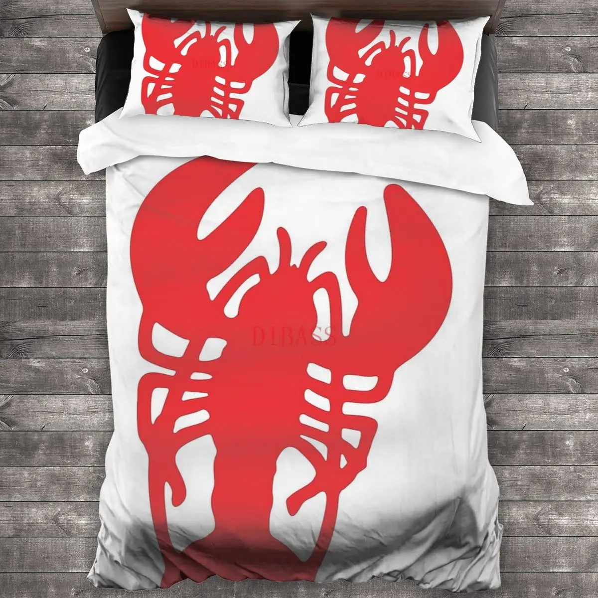

Red Lobster Soft Microfiber Comforter Set with 2 Pillowcase, Quilt Cover With Zipper Closure King Size Comforter Cover