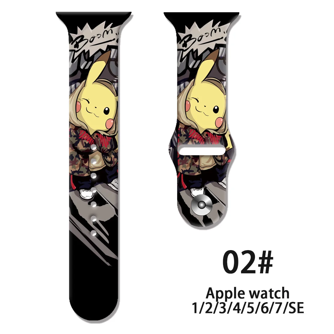 2022 Pokemon pikachuSilicone Strap for Apple Watch Band 44 45 42 40 38 41 Bracelet IWatch Color Apple Watch 7 6 5 3