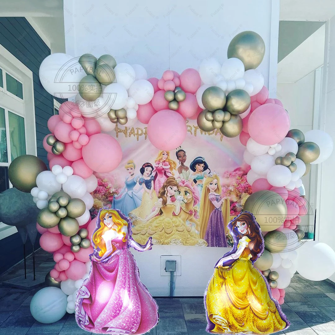 

100pcs Princess Theme Balloons Garland Arch Kit For Kids Birthday Party Decors 32" Number Foil Balloons Baby Shower Air Globos