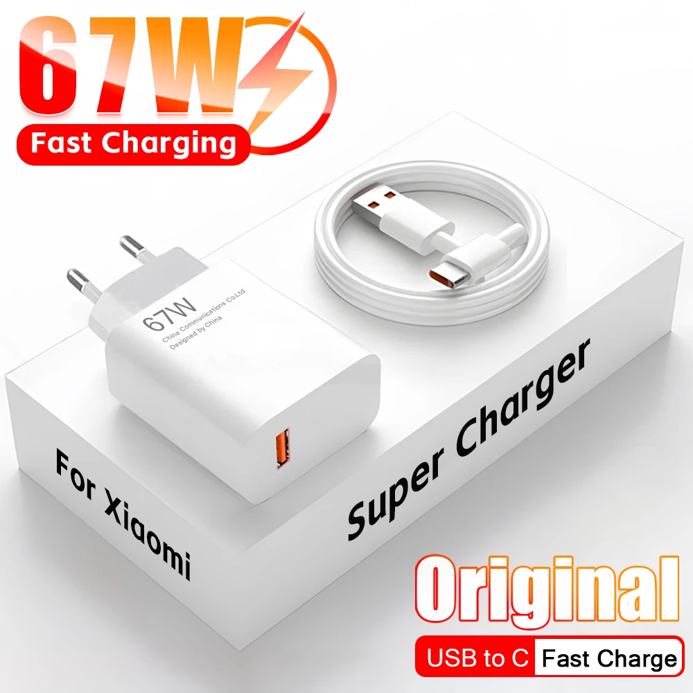 

67W Original Fast Charging USB C Charger For Xiaomi Mi 13 11 Redmi Note 12 Turbo 11 Poco F5 USB Type C Cable Phone Accessories