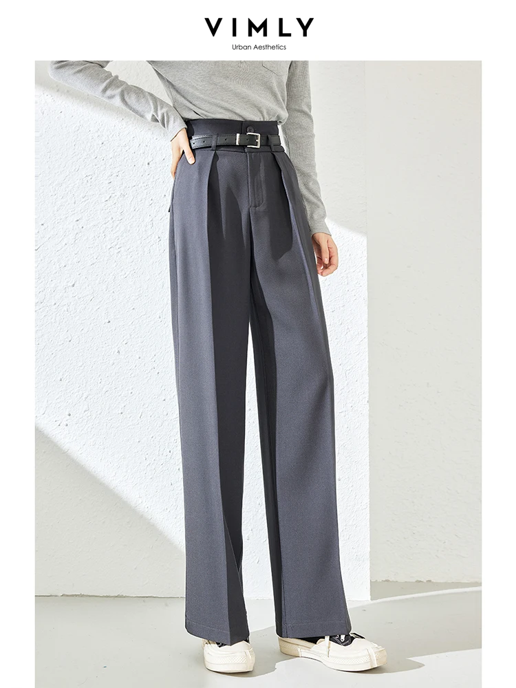 

Vimly High Waist Wide Leg Baggy Pants Women Trouser 2023 Autumn Office Lady Work Elegant Straight Full Length Suit Pants 16056