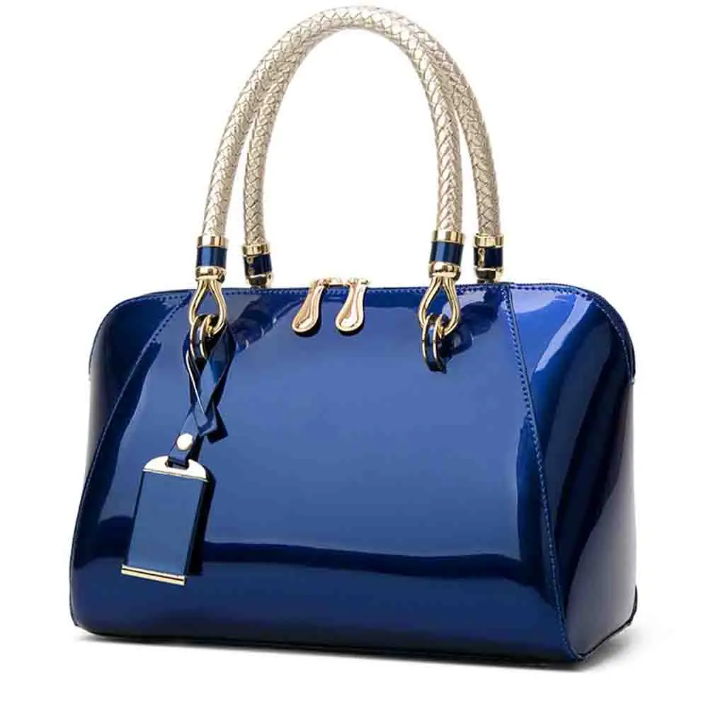 

Stylish Women Top Handl Bag Luxury Patent Leather Wedding Party Tote Bag Large Boston Bag Noble Crossbody Daily Bags 2023 New