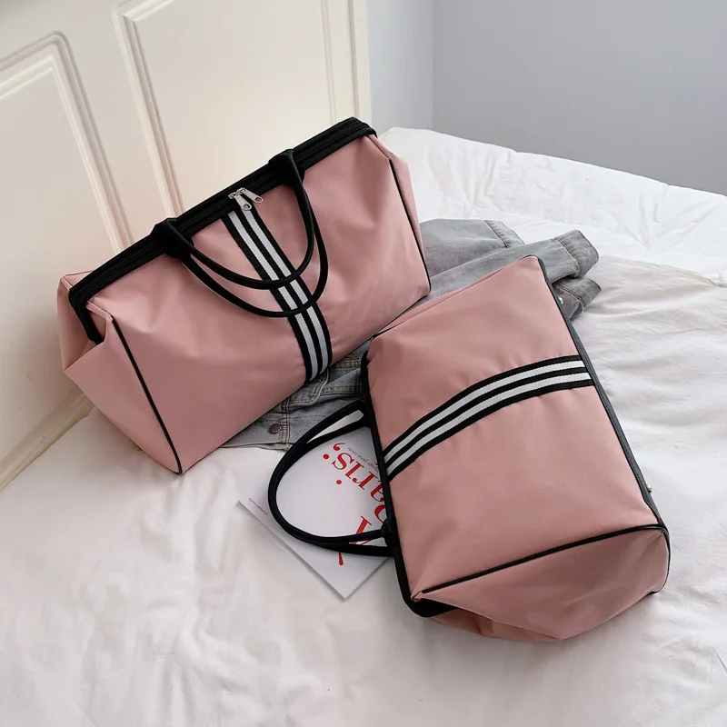 2022 Women Light Fitness Bag Ladies Stripe Yaga Big Travel Bag Men Foldable Korean Style Outdoor Bags