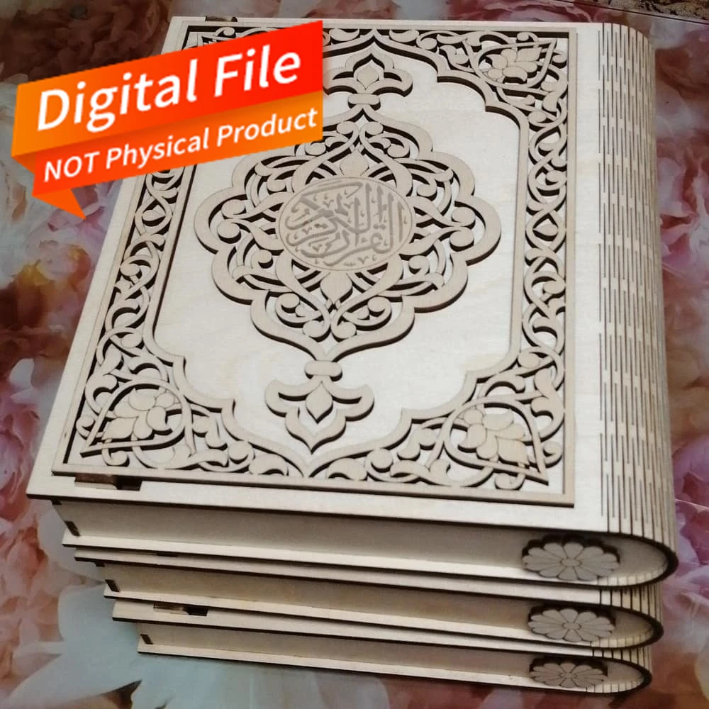 

Laser Cut Wooden Decorative Book Box Vector Model Laser Cut CDR File, for Laser Cut, Glowforge, Cricut, Silhouette, and Print