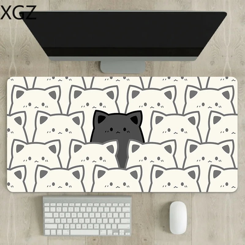 New 90X40cm cute kawaii cat mouse pad large keyboard desk mat non-slip washable suitable for home use by men and women