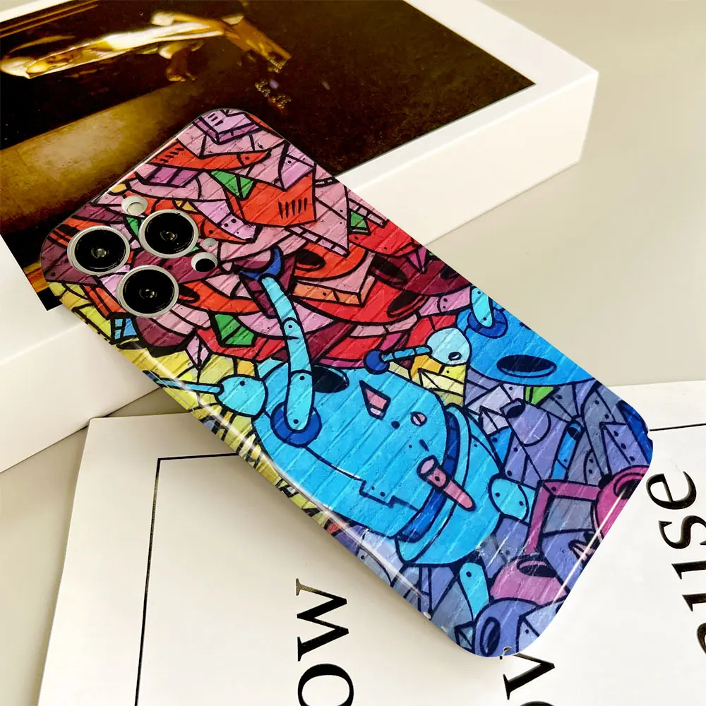 Phone Case For iPhone 14 13 12 11 Pro Mini XS X Max XR SE 8 7 6S 6 Plus Full Printed Hard Film Case Street Graffiti Art Painting