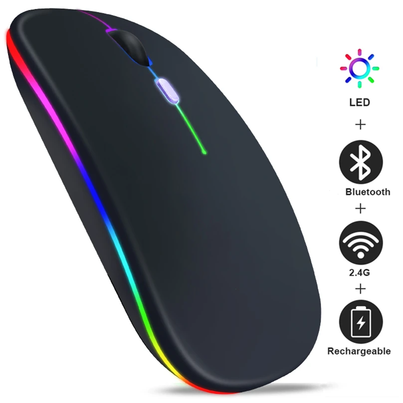 

RGB Bluetooth Mouse Wireless Mouse Silent Computer Mouse LED Backlit Mause USB Ergonomic Gaming Mouse Rechargeable for Laptop PC