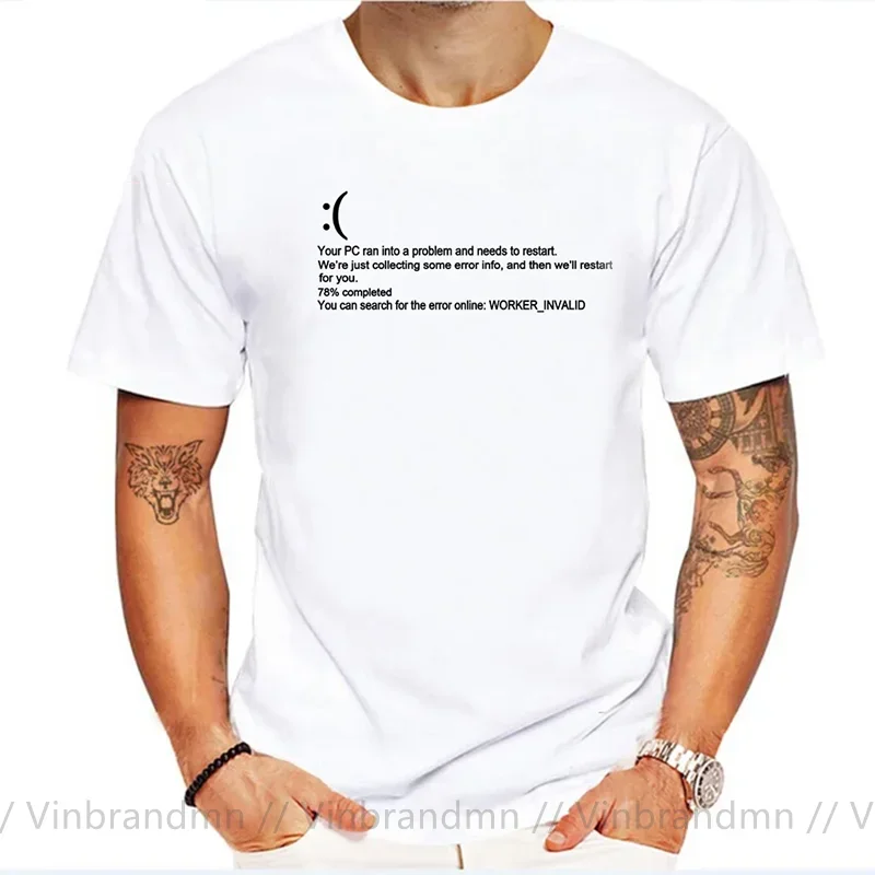 Funny Blue Screen Of Death BSOD Crash Nerd Computer Costume Tops T-Shirts Camisa New Coming Men T Shirt Man Cotton tshirt