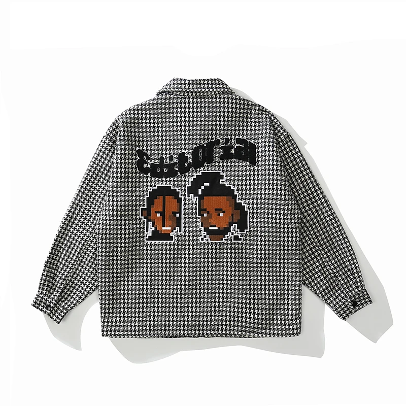 Mens Jackets Oversize Hip Hop Casual Windbreaker Autumn Coat Loose Vibe Patchwork Couple Clothes Plaid Letter Embrodiery Lapel
