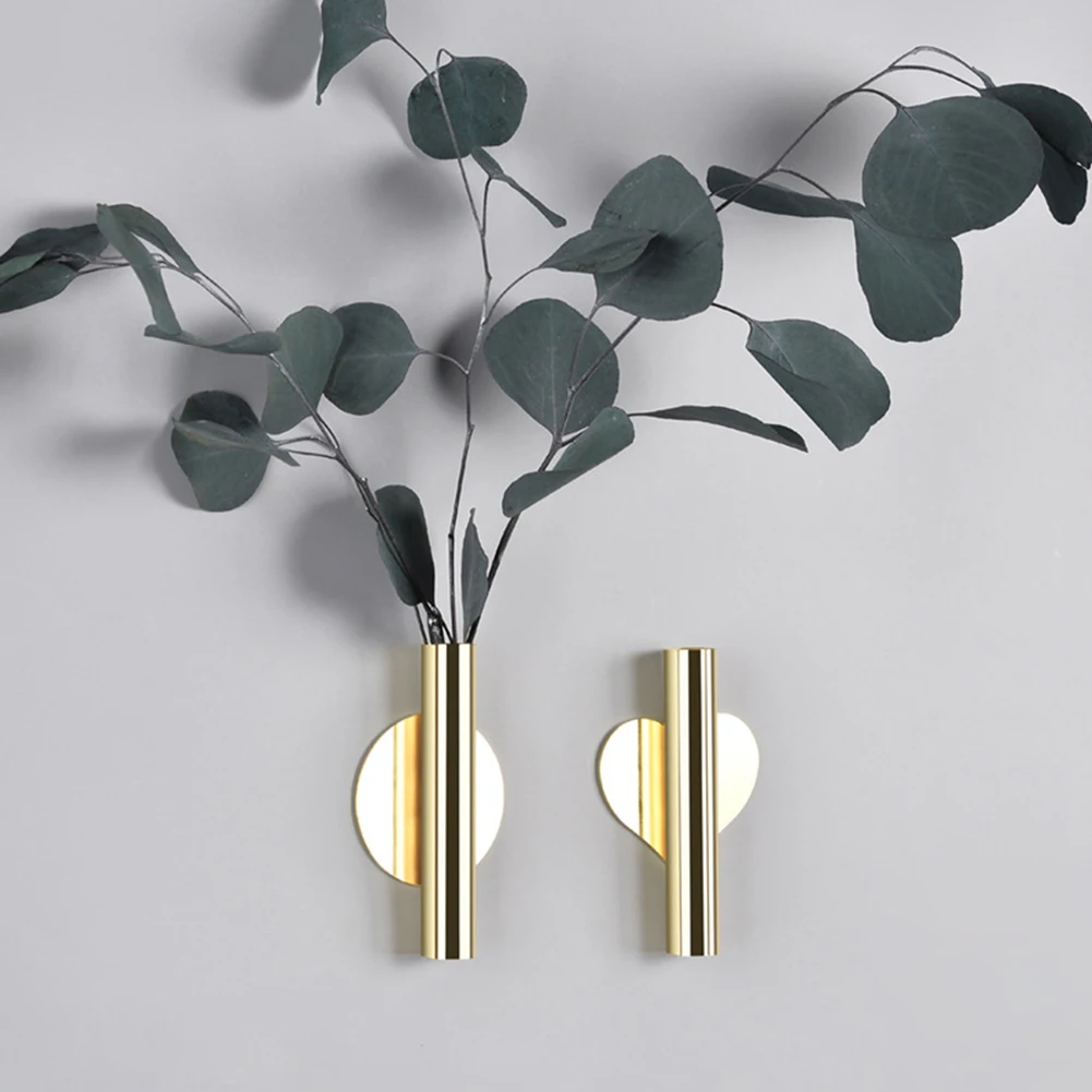 

Creative Rose Golden Stainless Steel Vase Wall Holder Flowerpot Home Wedding Decoration For Home Office Livingroom Nordic Style