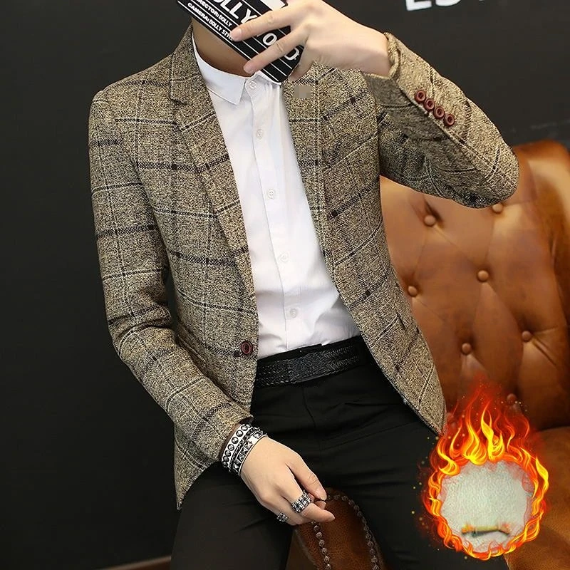 

Men Suit Blazers Jackets New Autumn Winter Plaid Casual Suits Jackets Coats Business Formal Wear Men Slim Fit Blazers 5XL E814