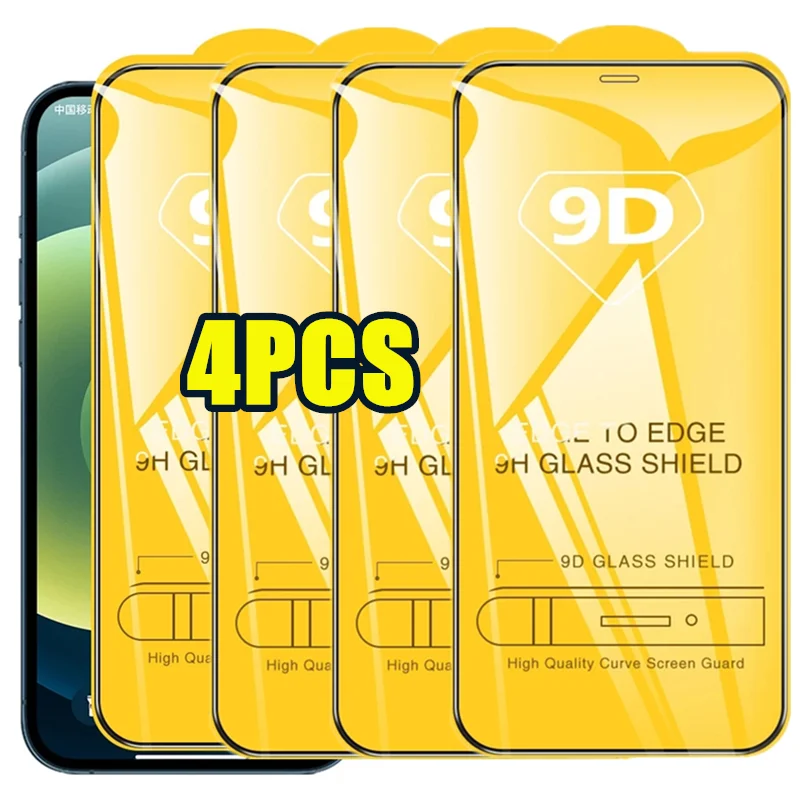 4PCS 9D Tempered Glass for IPhone 12 13 Pro Max Mini 6s 7 8 Plus Screen Protectors for IPhone 11 PRO XS MAX X XR SE3 2022 Glass