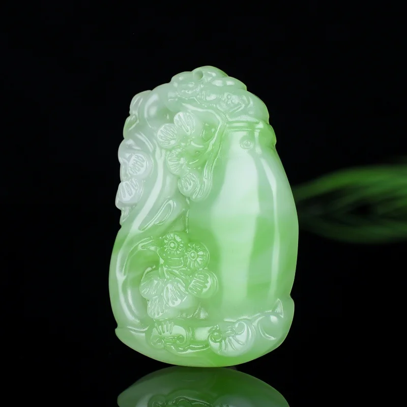 

White Green Jade Vase Pendant Necklace Hand Carved Fashion Jewelry Accessories Natural Jadeite Charm Amulet Gifts for Women Men