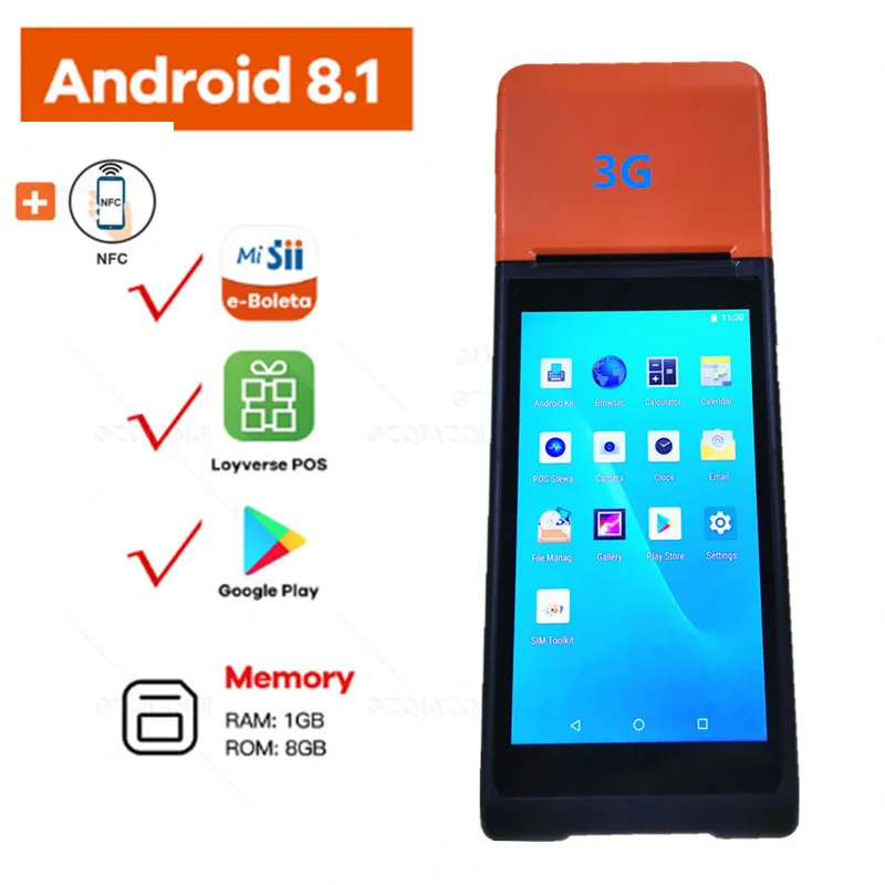 Новинка 3G Android 11 POS PDA терминал 1D сканер считыватель со встроенным термальным