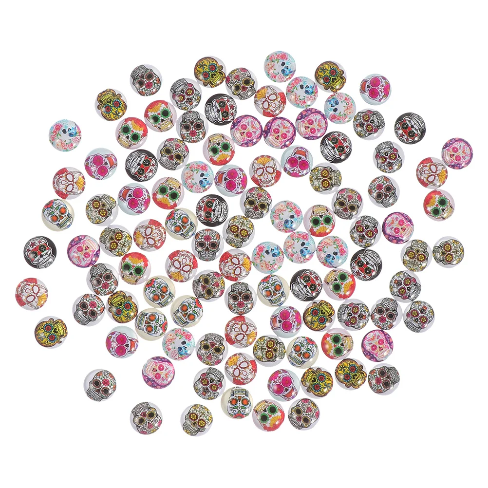 

Glassskull Jewelryflatbackround Scrapbooking Gemstone Dome Making Charms Diy Beads Tilesembellishments Flat Mosaic Half Supplies