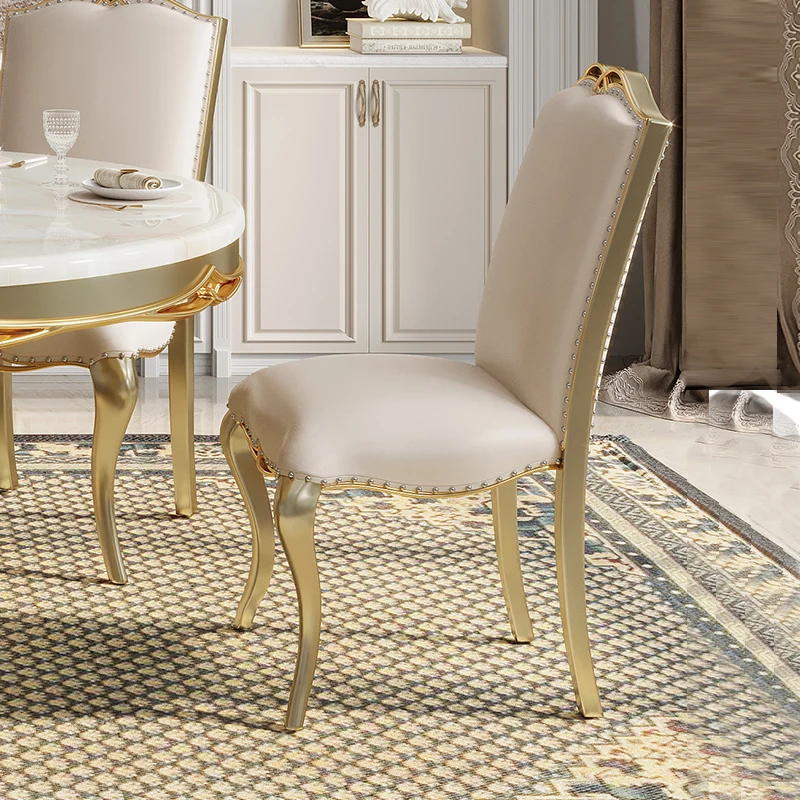 Американский светлый роскошный кожаный обеденный стол и стулья из цельного