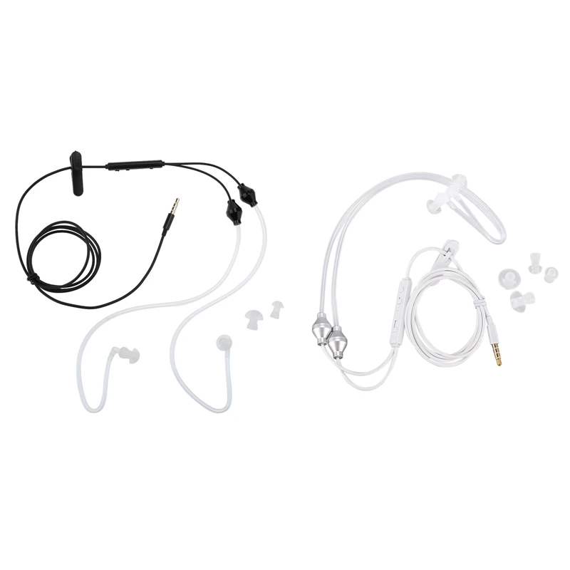

Top Deals 2 Pcs Anti-Radiation Earphone Earpiece 3.5Mm Air Acoustic Tube Stereo Earphone With Microphone For Iphone Samsung Huaw