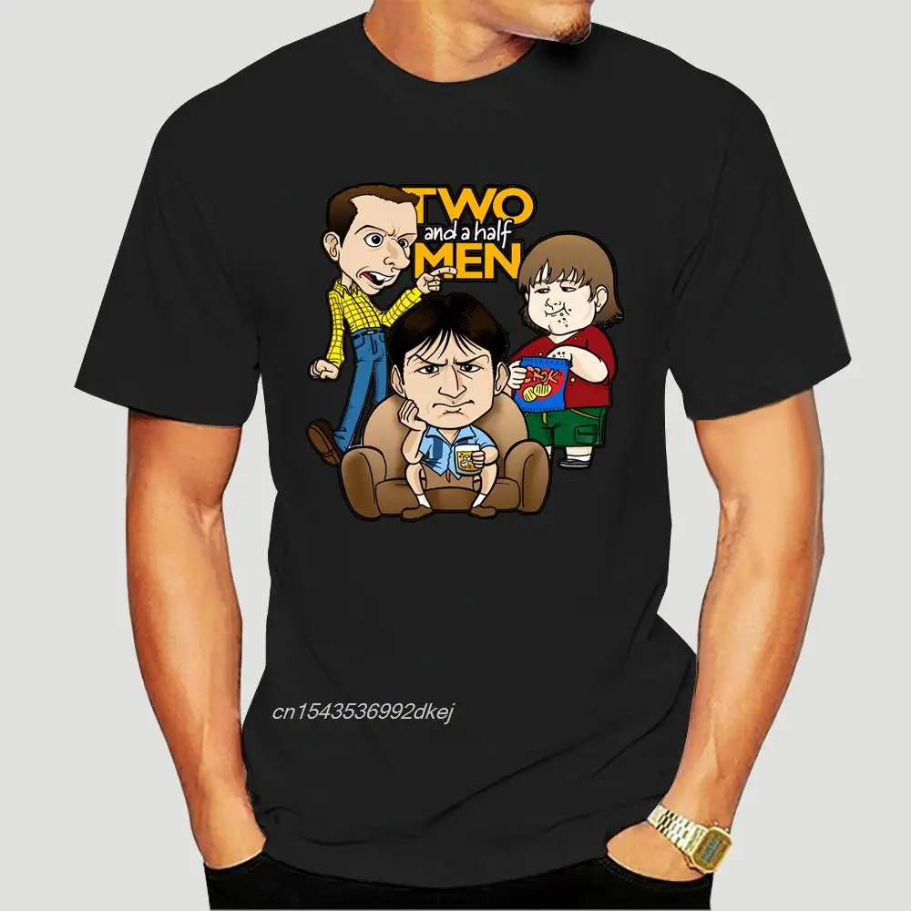 

Two And A Half Men Cartoon Drawing Fashion Men Cotton White T Shirt 2810D