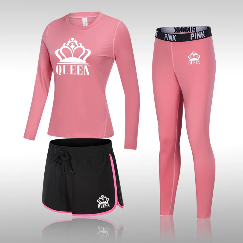 

2022 New 3 Piece/set Tracksuits Women's Yoga Set Sports Suit Women Quick-dry Tops Slim Women Leggings 7 Colors Fitness Clothes