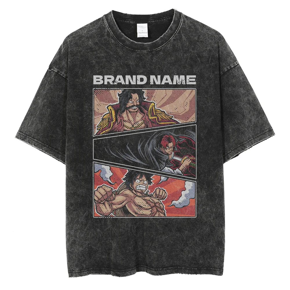 

Футболка мужская Слитная с принтом, винтажная хлопковая тенниска с короткими рукавами в стиле хип-хоп, с принтом в стиле японского аниме, лето