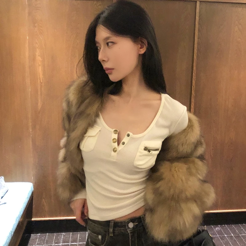 Фото Tonngirls Harajuku винтажная футболка женская с длинным рукавом облегающие Y2k американские ретро 90-х годов укороченные топы уличная одежда Basci футболки осень №3