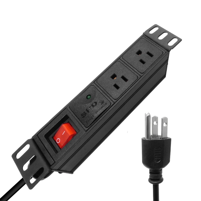 

Удлинитель питания PDU с защитой от вспышки для США, 2 розетки переменного тока, вилка стандарта США, удлинитель на 2 м, электрическая розетка и...