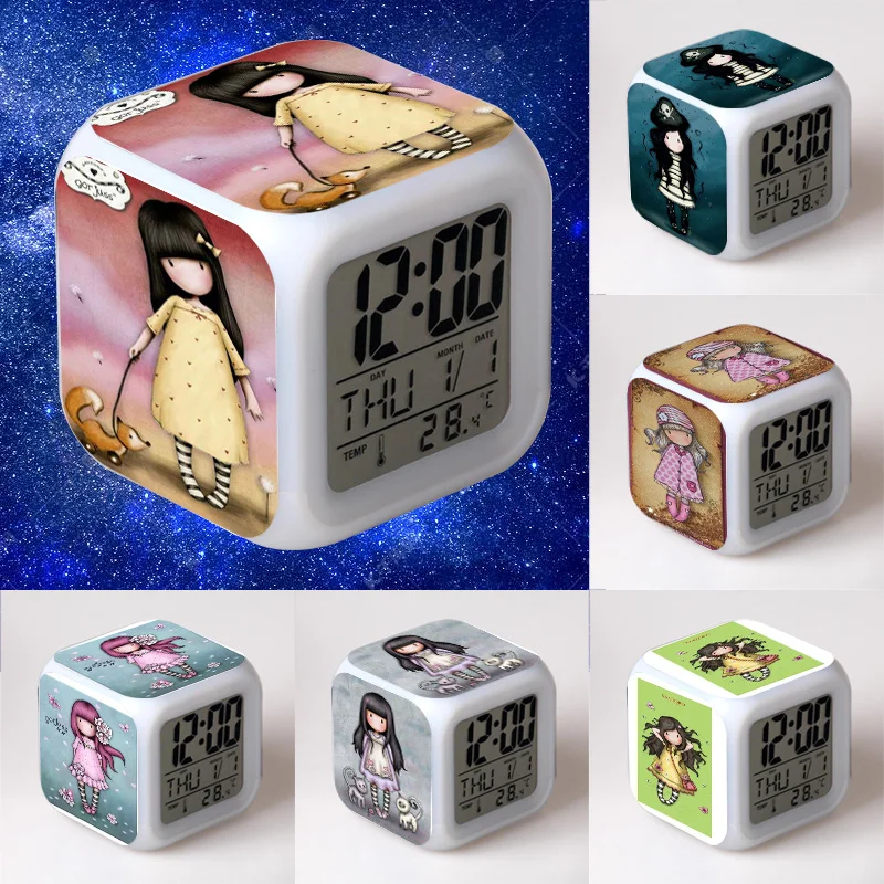Светодиодный Будильник с рисунком Санторо цифровые светящиеся часы-будильник