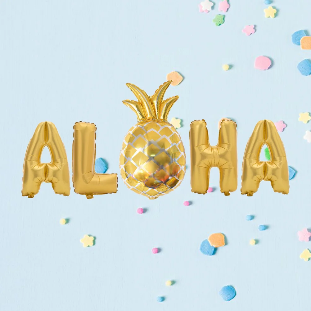 

Aloha Hawaiian Party Foil Balloons 16Inch Golden ALOHA Party Balloon Tropical Summer Party Favors Supplies