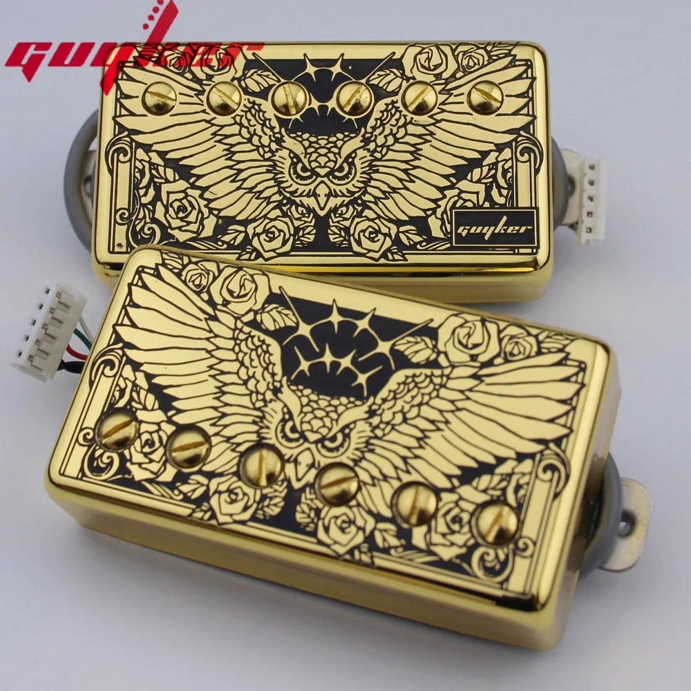 1 комплект GUYKER Alnico Humbucker Pickup LP гитарный звукосниматель с золотой поверхностью и