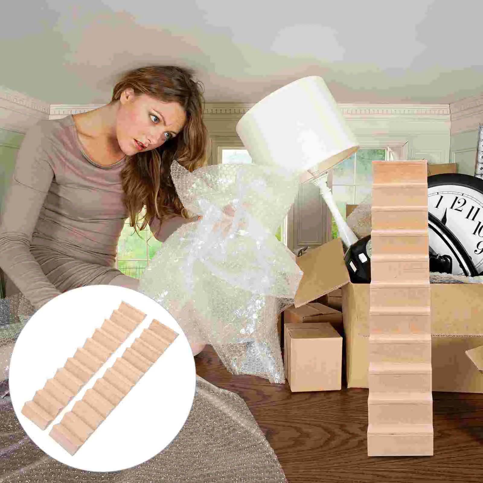 

2pcs Mini House Staircase Miniature Wooden Stairs Without Handrail DIY Accessory