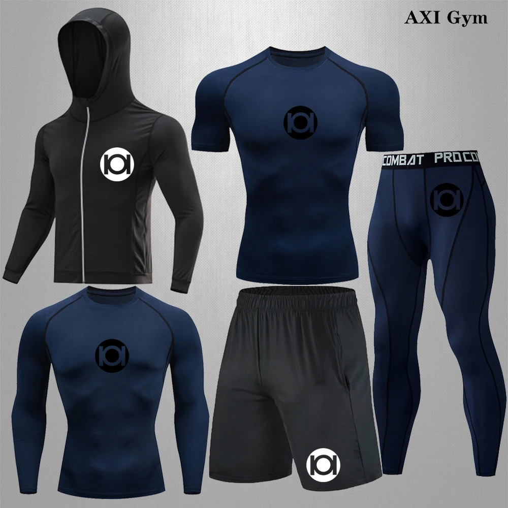 

Fitness Sportswear Set Compression Leggings Sport Clothes Gym Tight Sweatpants Mens Running Tracksuit Training Rash Guard Lycra