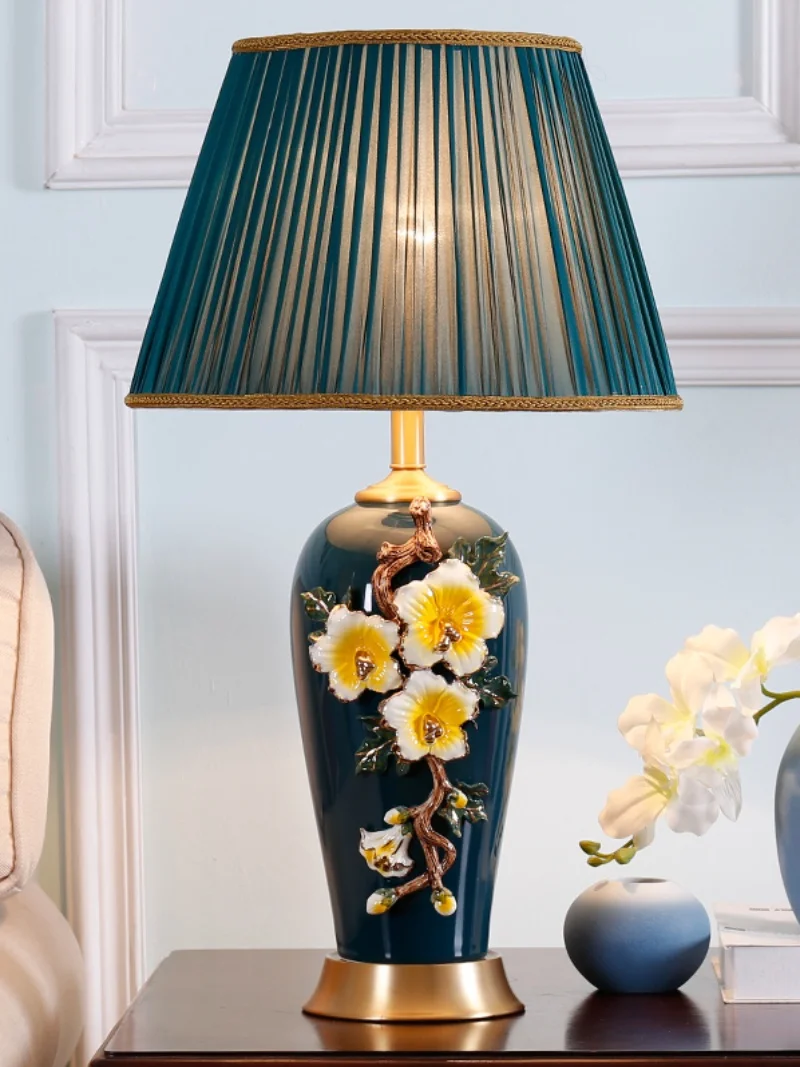 Большая роскошная эмалированная Керамическая Настольная лампа для спальни