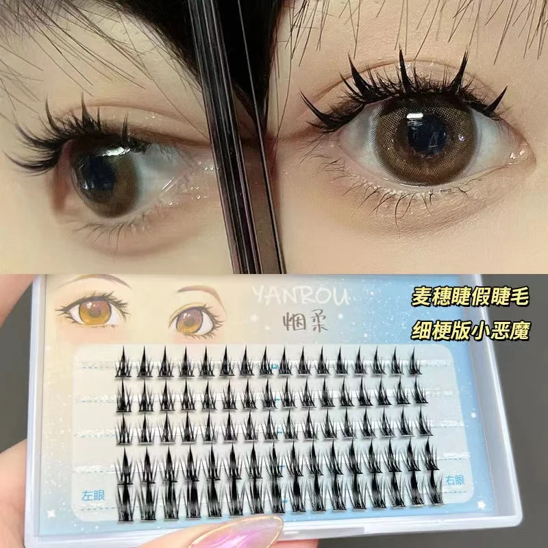 

New Thick Cos Individual Eyelashes Extension Woman Natural Simulation Single Cluster Comic Little Devil Makekup Reusable Lashes