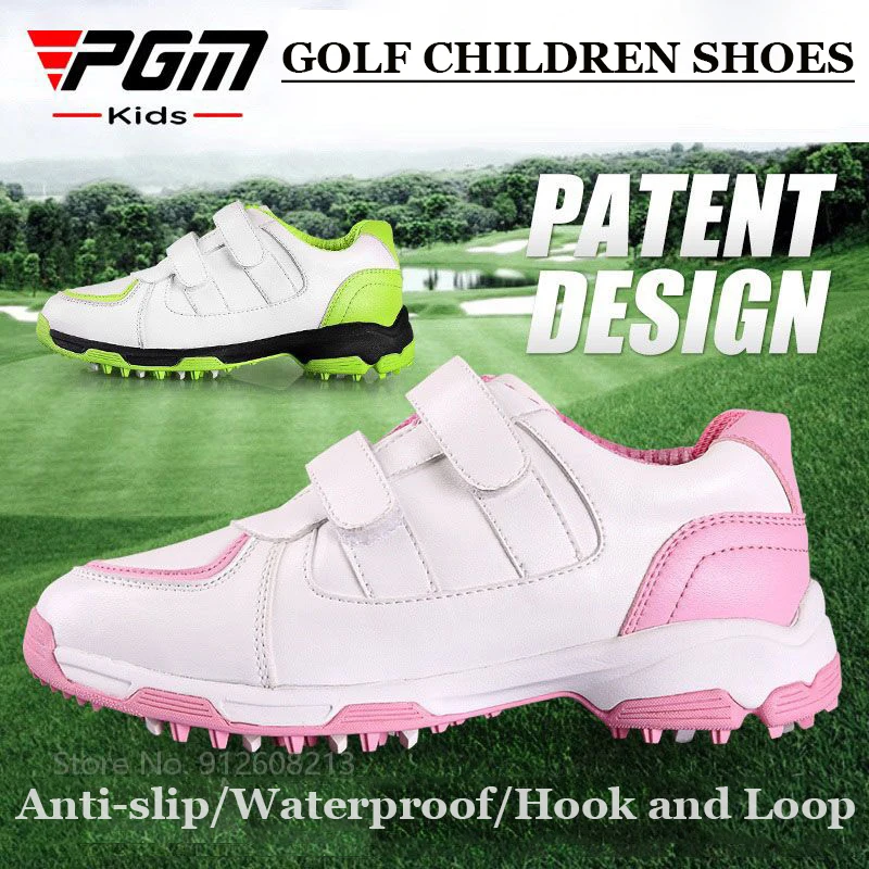 

PGM Children Golf Sneakers Waterproof Sports Shoes Boy Girl Breablable Anti-lip Footwear Outdoor Soft Shoes Hook and Loop 30-37