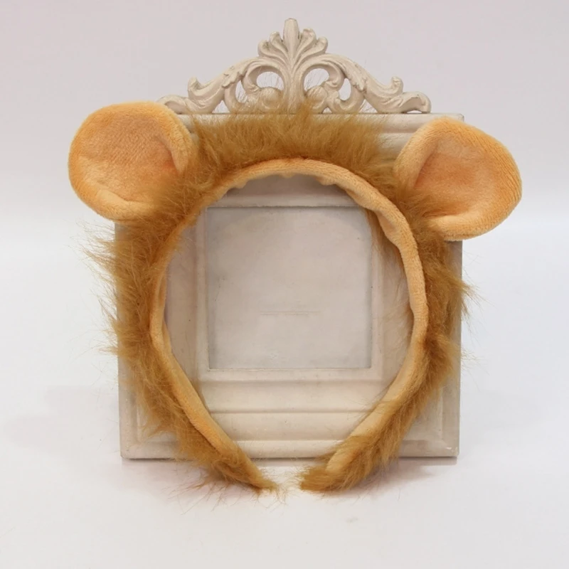 

Halloween Animes Character Headband Lion Ear Shape Hair Hoop Plush Headpiece Easter Party Cosplay Costume Prop Unisex