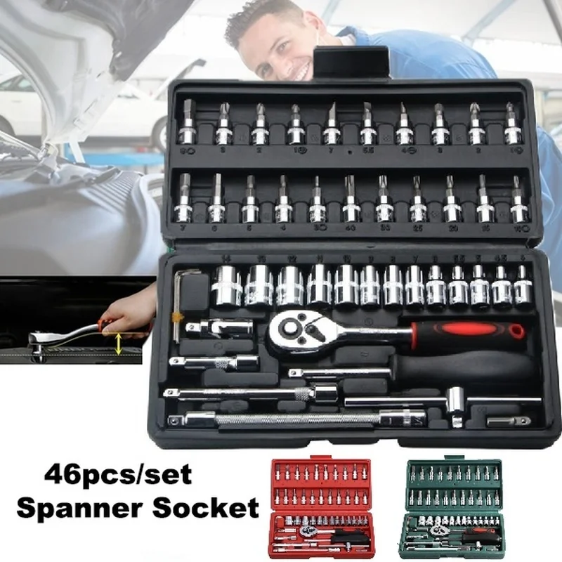 

Kit Carbon Set Wrench Tool Combination 46pcs Household Spanner Car Set Socket Steel Motorcycle Screwdriver Ratchet Repair