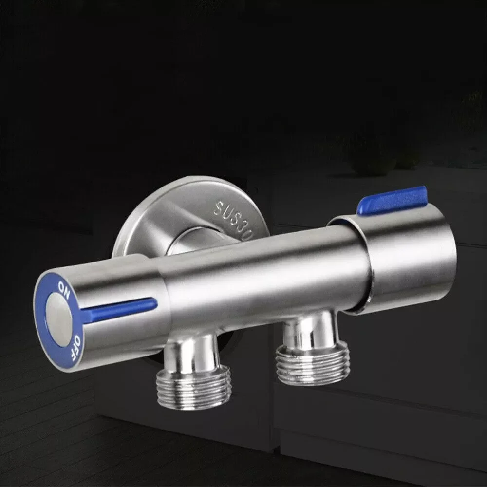 

Double Handle Stainless Steel Cold Water Faucet Bathroom Washing Machine Faucet Two Ways Out Water Tap For Washing Machine
