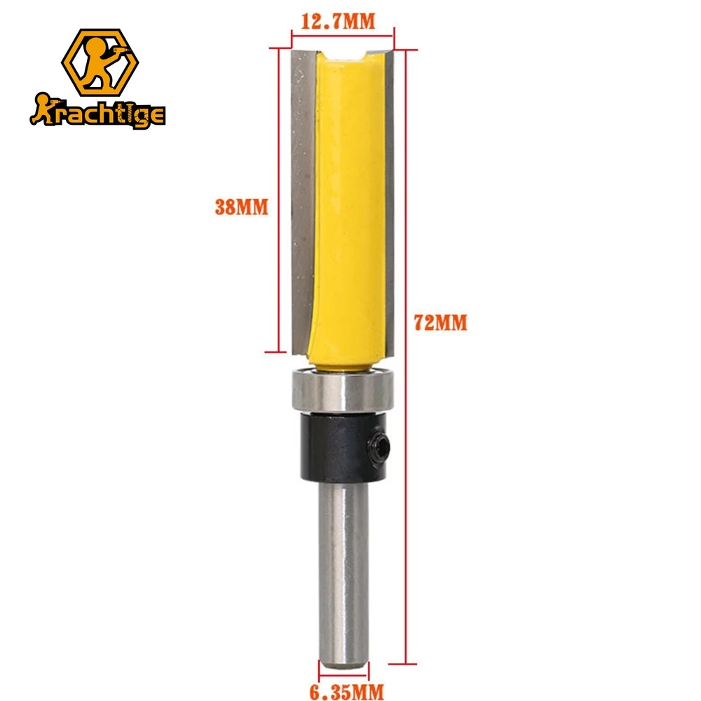 Krachtige 1/4 Shank Wood Router Bit 38mm Edge End Milling Cutter Trimmer Cleaning Flush Trim Box Bits Tools / Random Color