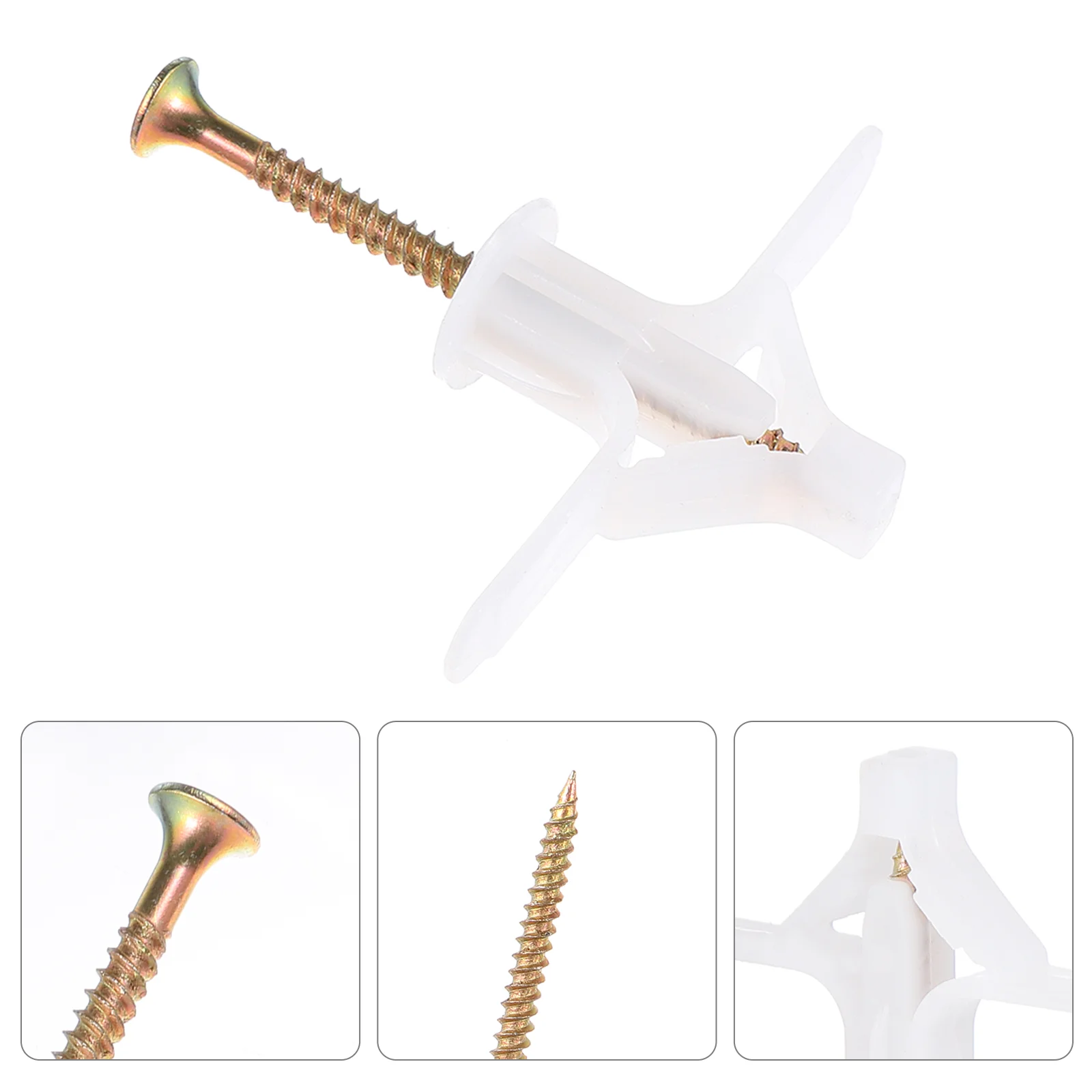 

100 Pcs Self Tapping Screws Drilling Drywall Expand Anchor Kit Home Hardwares White