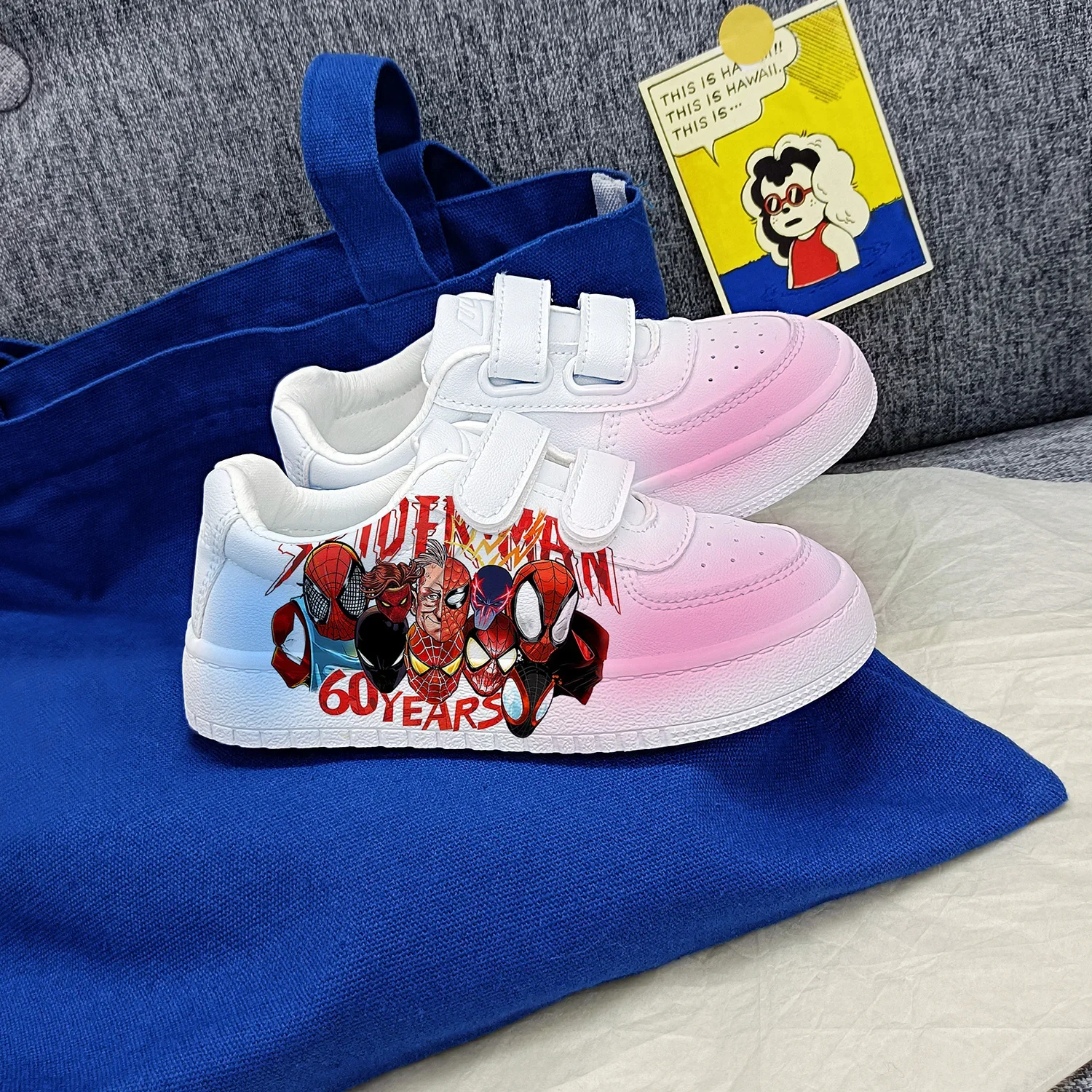 Милая повседневная обувь с рисунком Человека-паука Диснея мягкая спортивная в