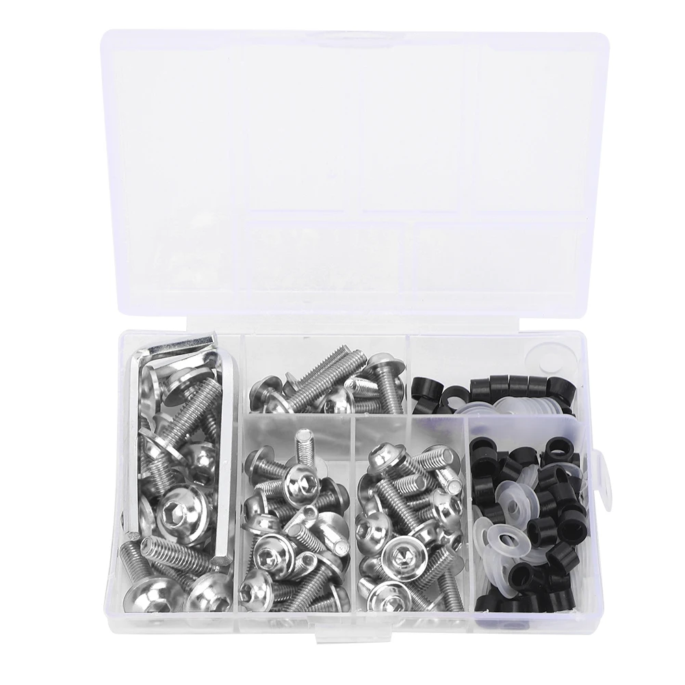 

158Pcs/Set Universal Fairing Bolts Gasket Wrench Kit Motorcycle Accessory(Silver ) Fairing Bolts Kit Fairing Bolts Kit Fairing