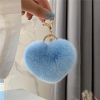 girls gift cute pendant love fluff ball girl heart ins plush keychain car ornament bag accessories