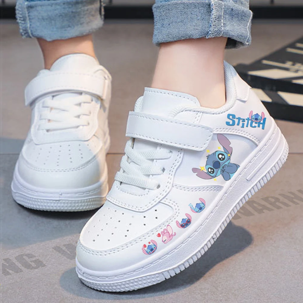 Stitch Disney Children Sneakers Cartoon Girl Student Soft Casual Shoes Sports Shoes Student Running Shoes Size