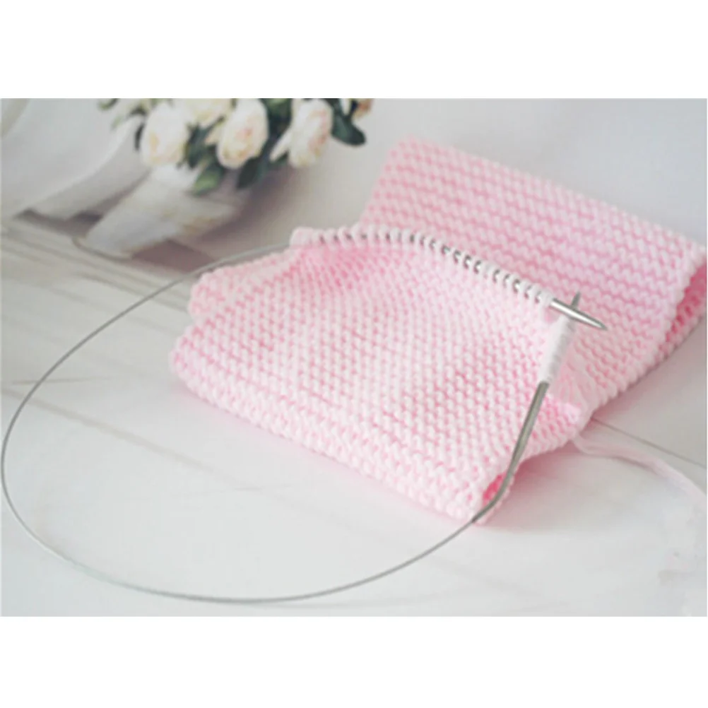 84CM Professional Stainless Steel Tube Circular Knitting Needles Crochet Size for Sweater Woven - NO8(Silver)
