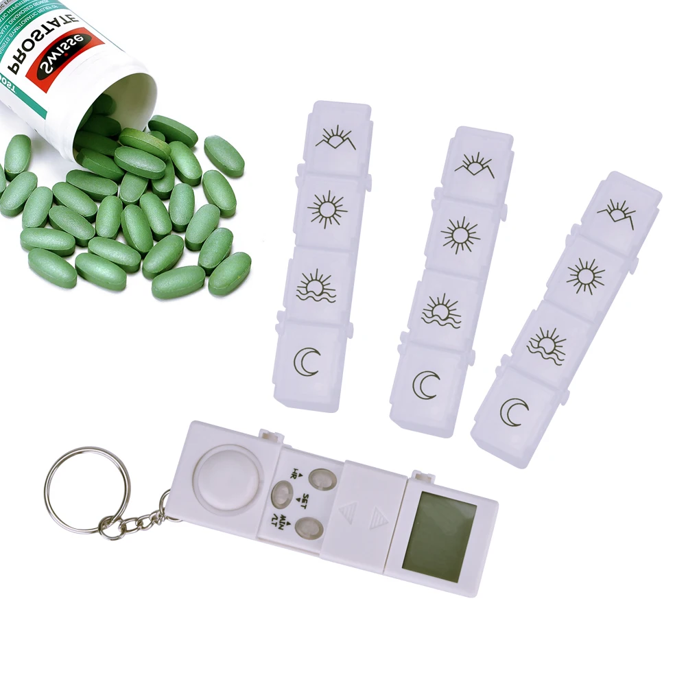 

Wholesale 7 Days Pill Box Medicine Case Organizer LED Timer Reminder 28 Grids Weekly Tablets Storage Pill Dispenser Alarm Clock